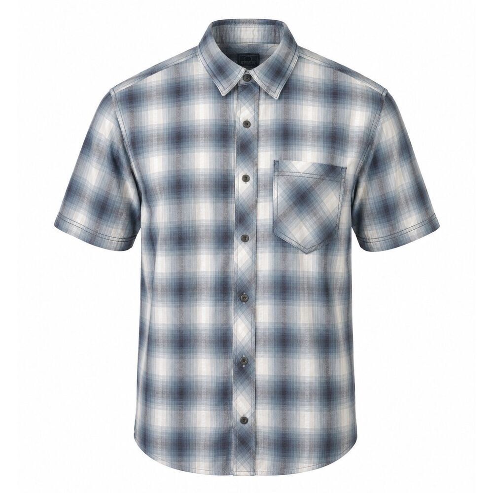 RedHead Mens Plaid Button Up Shirt Size S Blue Short Sleeve Pocket Textured